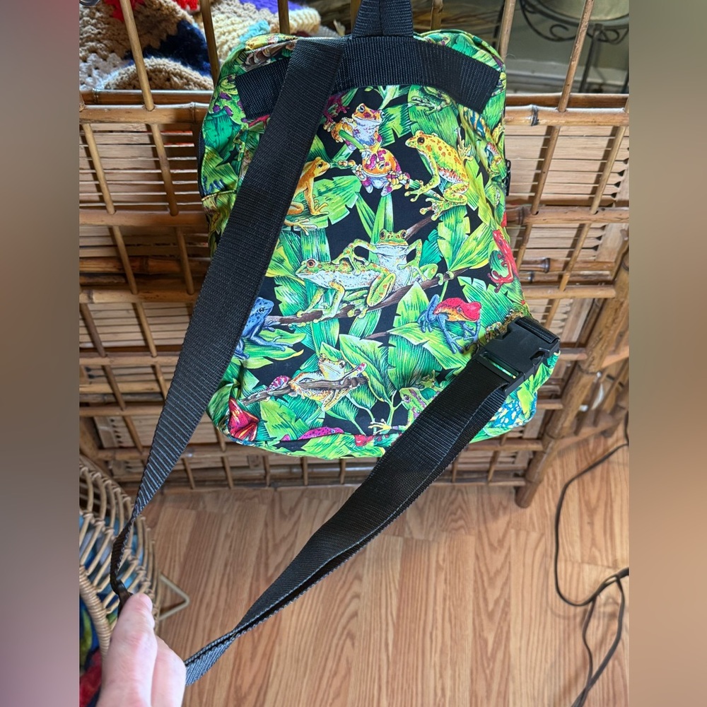 SAX brand backpack & purse with a tropical frog and leaf print - Picture 8 of 13